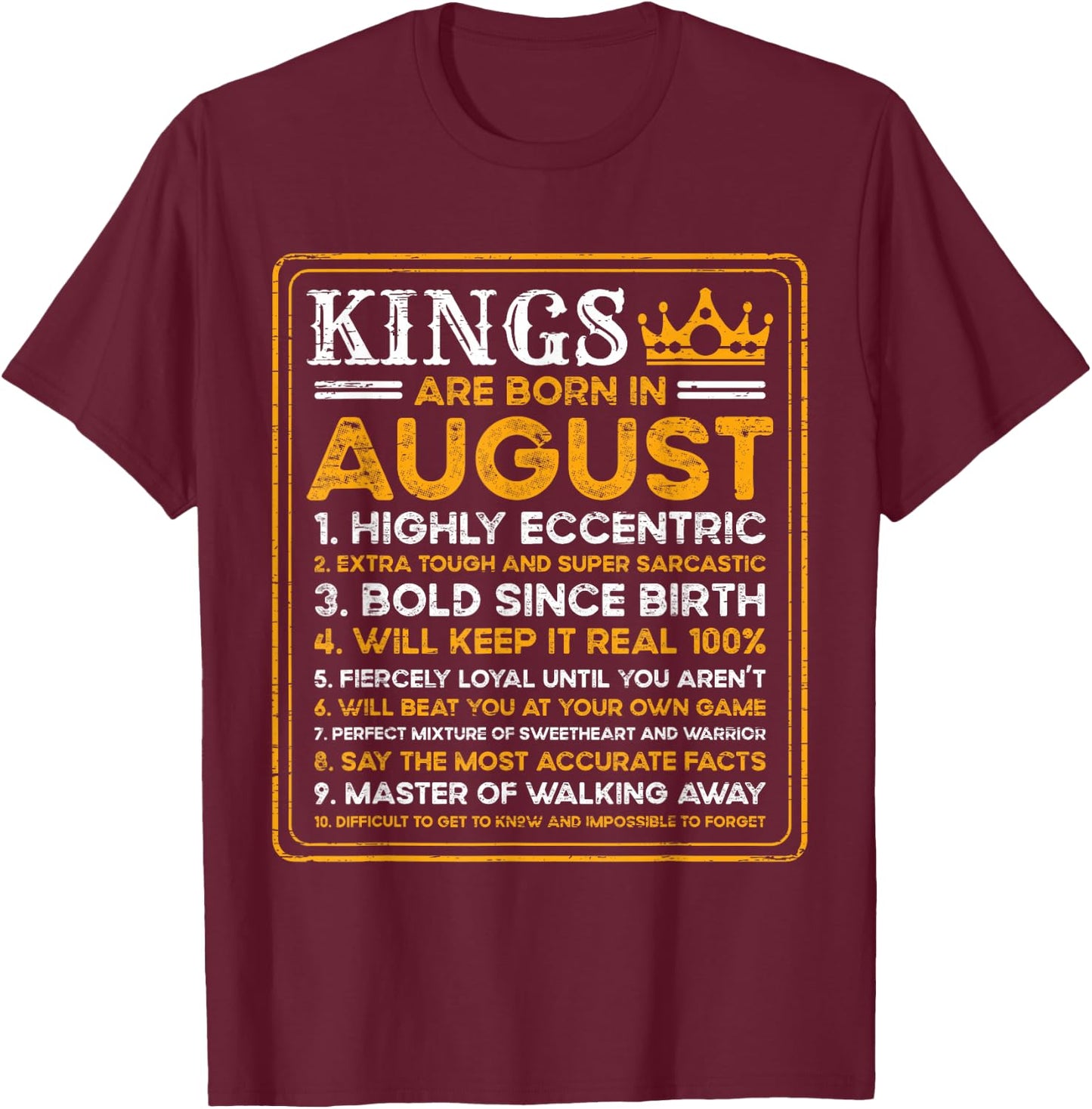 Birthday Kings are Born In August Birthday T-Shirt - T-Shirt | Maroon