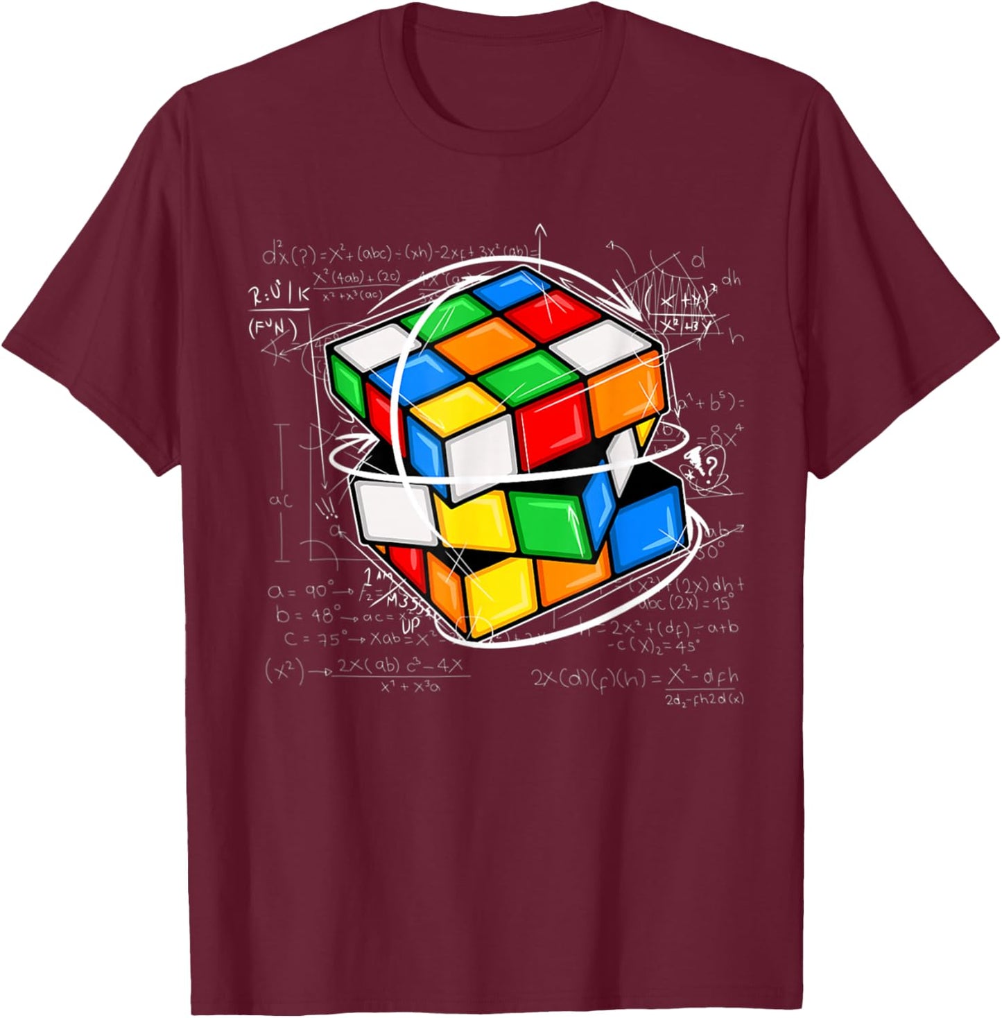 Melting Cube Speed Cubing Vintage Puzzle Youth Math T-Shirt - T-Shirt | Maroon