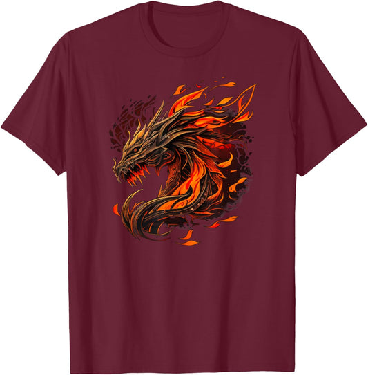 Cool Fire Dragons T-Shirt - T-Shirt | Maroon