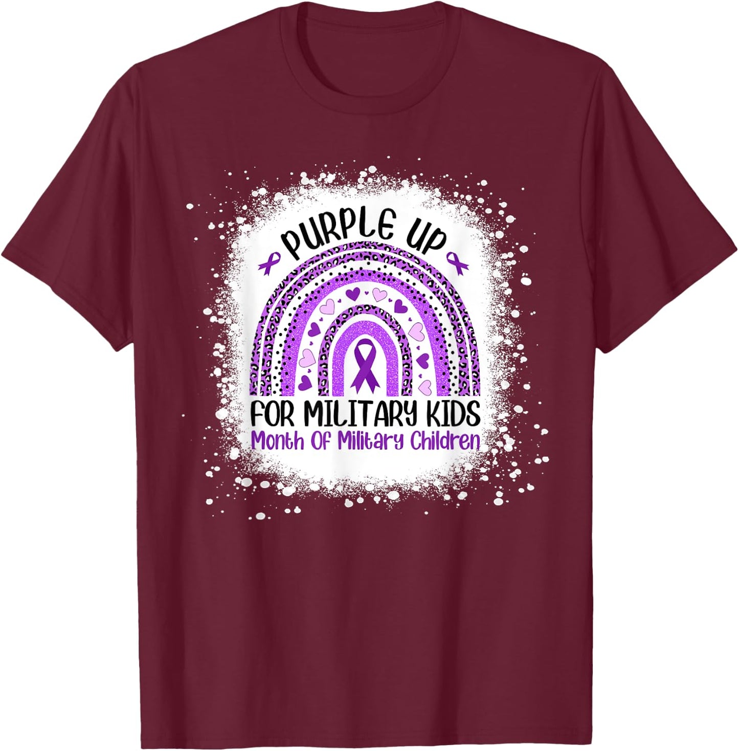 Purple Up for Military Kids Month Military Child Rainbow T-Shirt - T-Shirt | Maroon