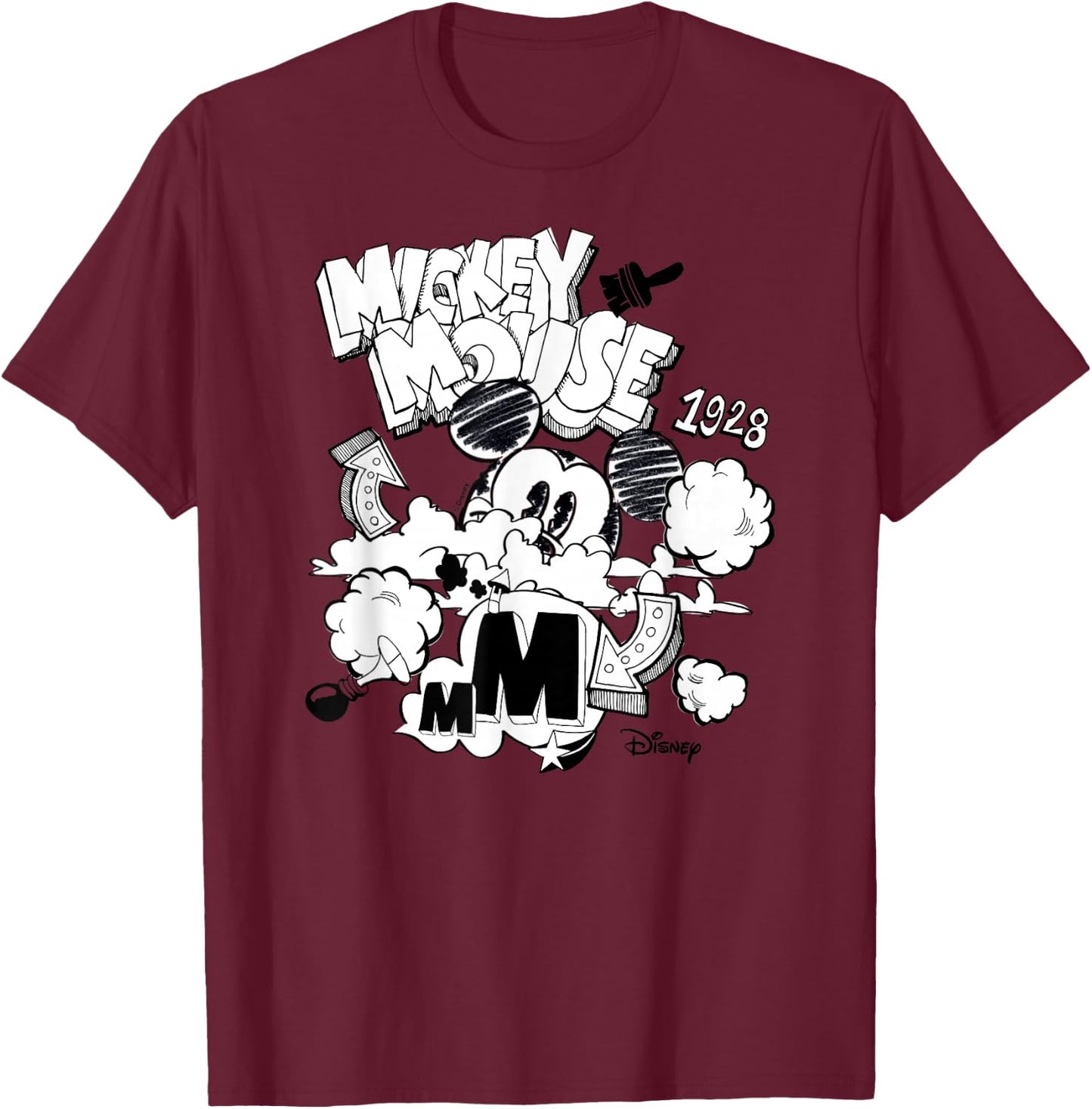 Mickey - Mickey Mouse Doodle T-Shirt - T-Shirt | Maroon