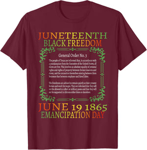 Juneteenth African American Freedom Black History June 19 T-Shirt - T-Shirt | Maroon
