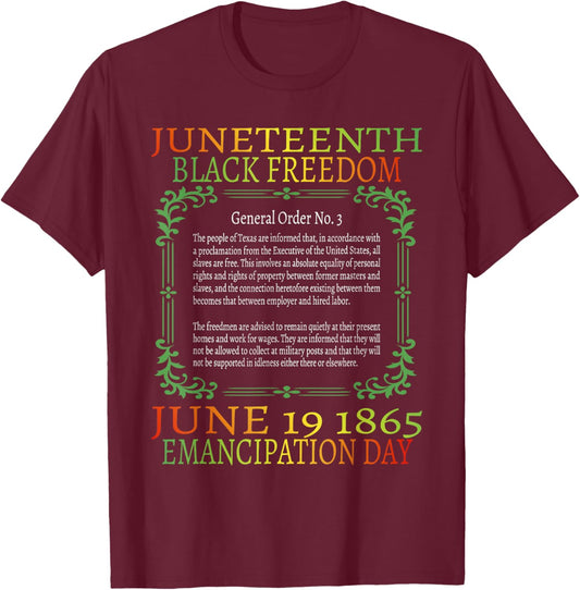 Juneteenth African American Freedom Black History June 19 T-Shirt - T-Shirt | Maroon