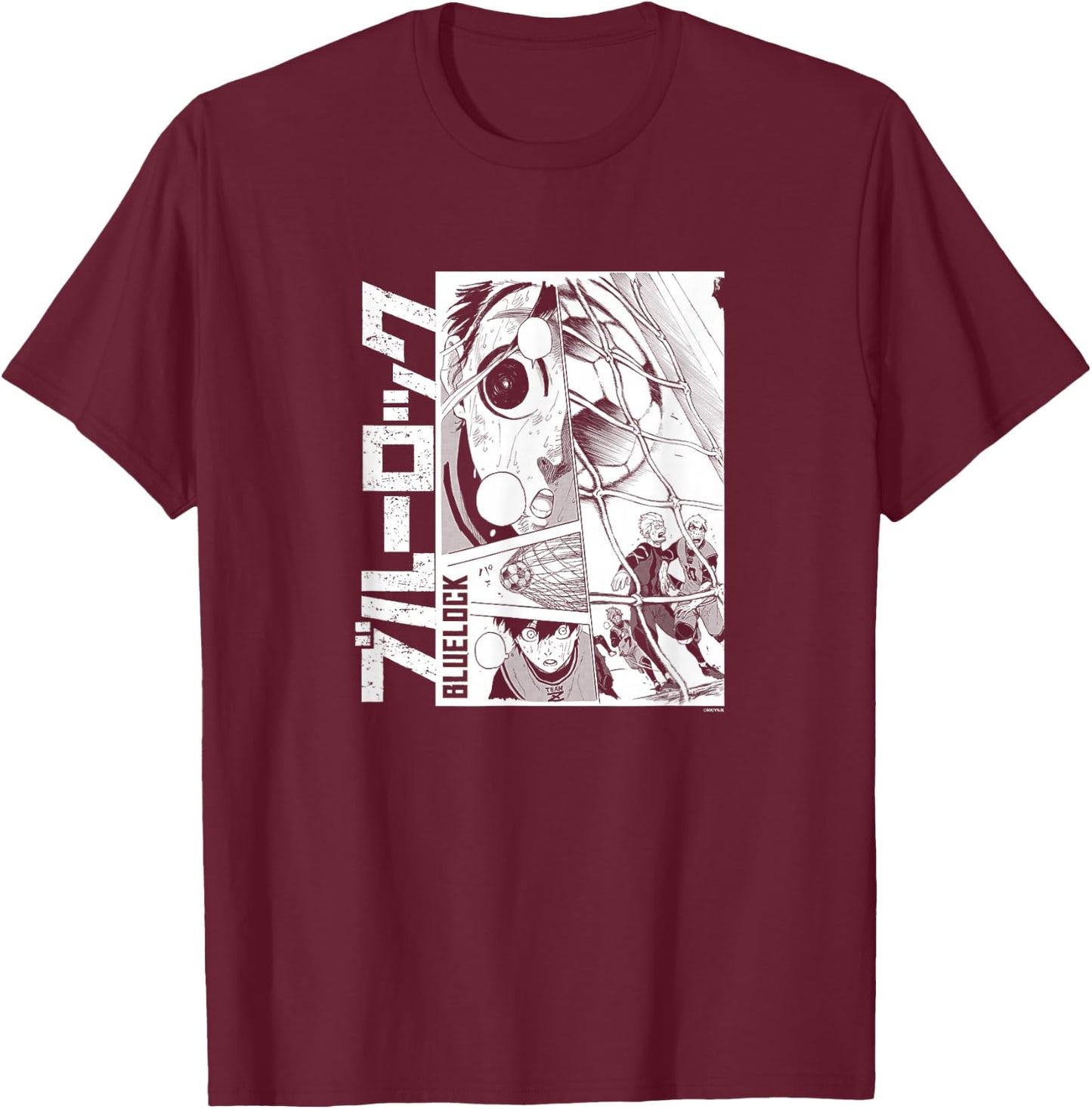 Blue Lock Yoichi Isagi Epic Goal Distressed Manga Panels T-Shirt - T-Shirt | Maroon