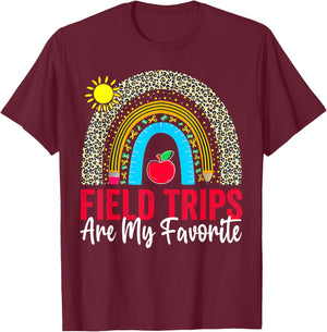 Field Trips Are My Favorite, School Field Trip Day, Rainbow T-Shirt - T-Shirt | Maroon