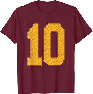 Number 10 Numbered Uniform Sports Team Jersey 10th Birthday T-Shirt - T-Shirt | Maroon