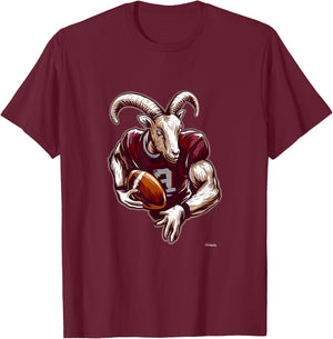 American Football Quarterback Receiver Running Back Goat T-Shirt - T-Shirt | Maroon