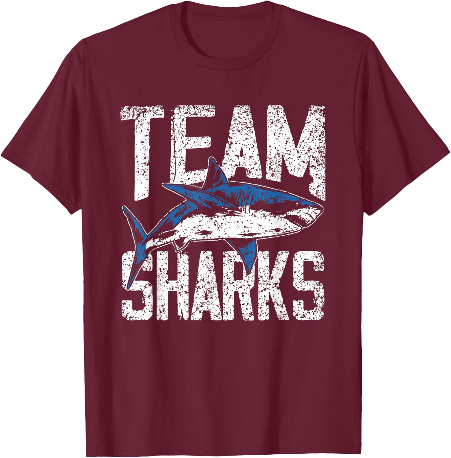 Team Sharks Teeth Animal Lover Shark T-Shirt - T-Shirt | Maroon