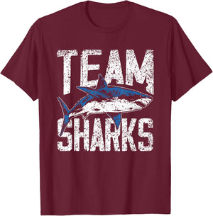 Team Sharks Teeth Animal Lover Shark T-Shirt - T-Shirt | Maroon