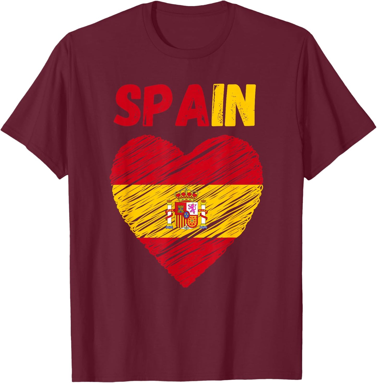 Spain Flag Holiday Vintage Grunge Espanol Spanish Flag T-Shirt - T-Shirt | Maroon