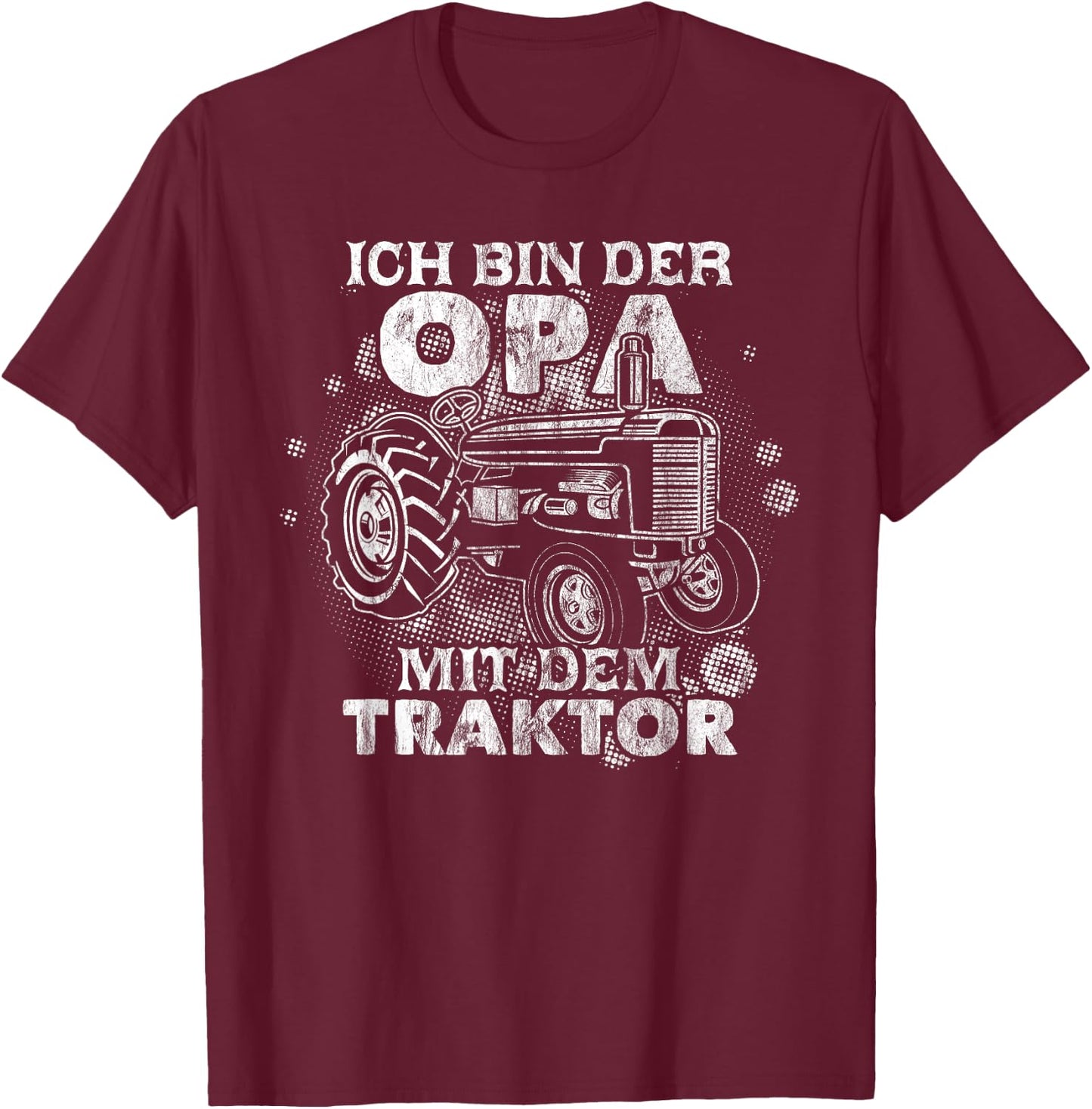 Grandpa with Tractor Grandpa Grandad Funny T-Shirt - T-Shirt | Maroon