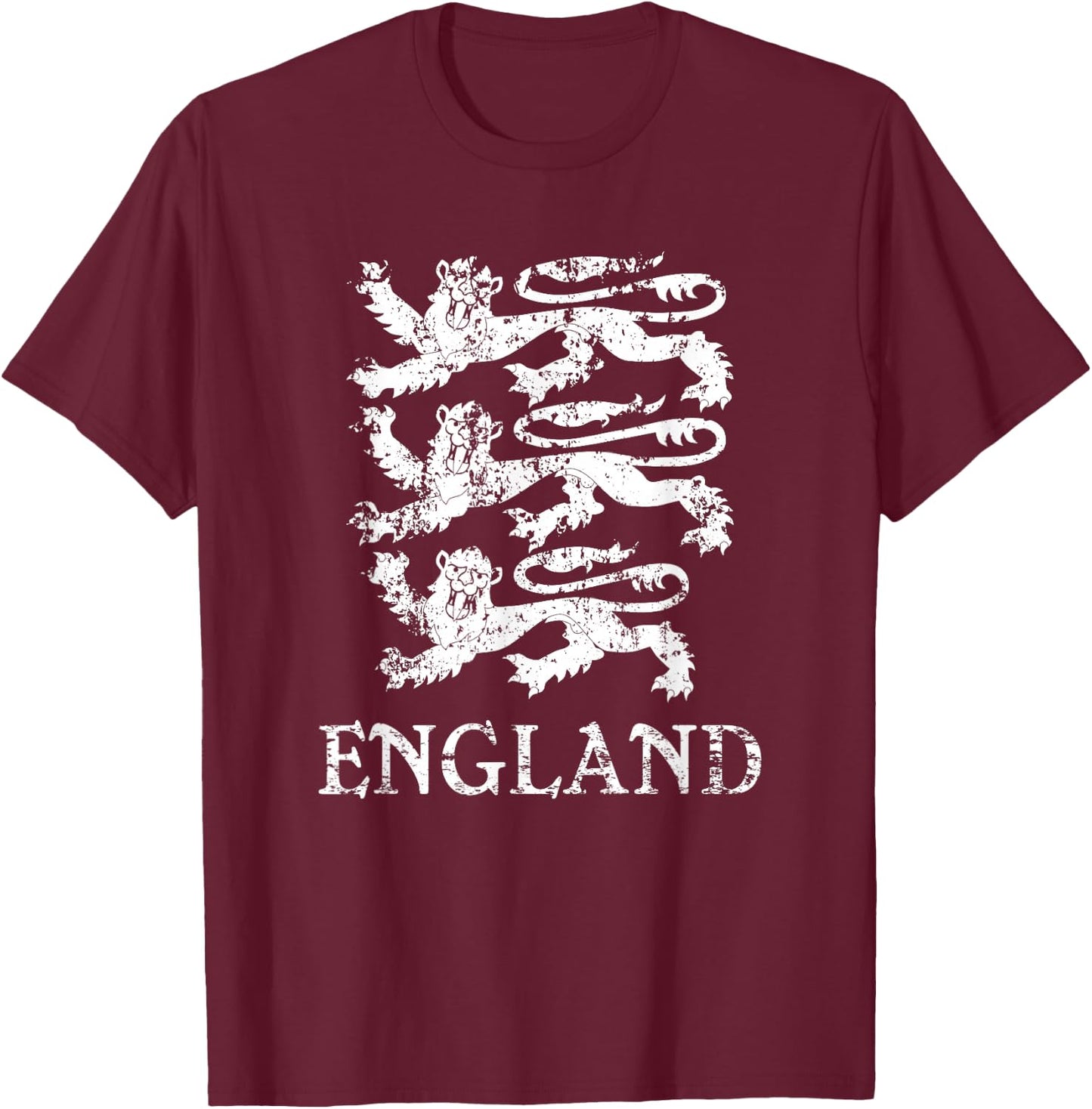 England Lion Symbol English Pride T-Shirt - T-Shirt | Maroon