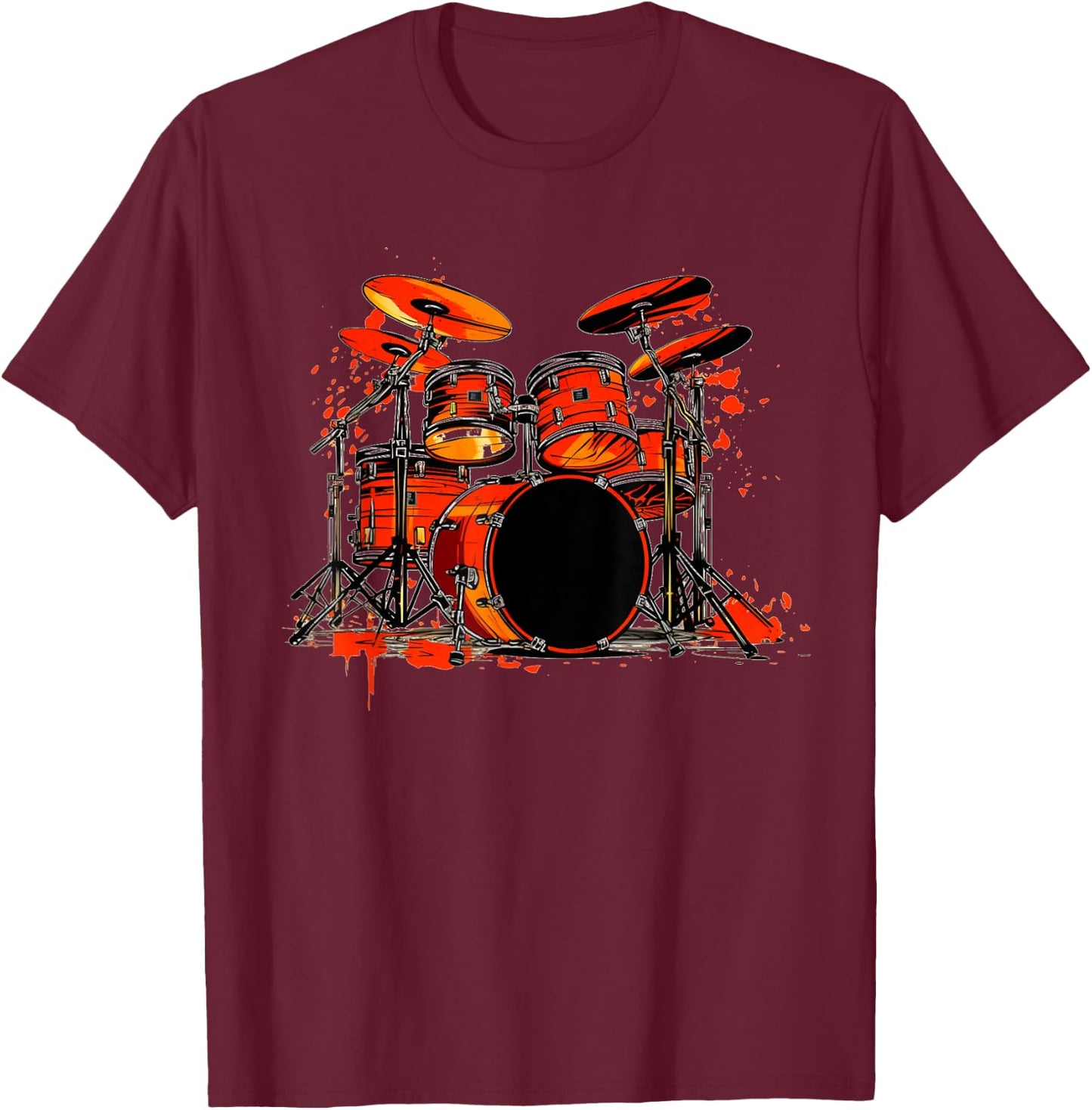 Cool Drums for Drummer and Rock Band Lovers T-Shirt - T-Shirt | Maroon