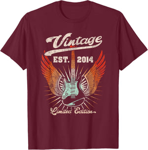 Vintage 2014 Limited Edition Musician Guitar Lovers Birthday T-Shirt - T-Shirt | Maroon