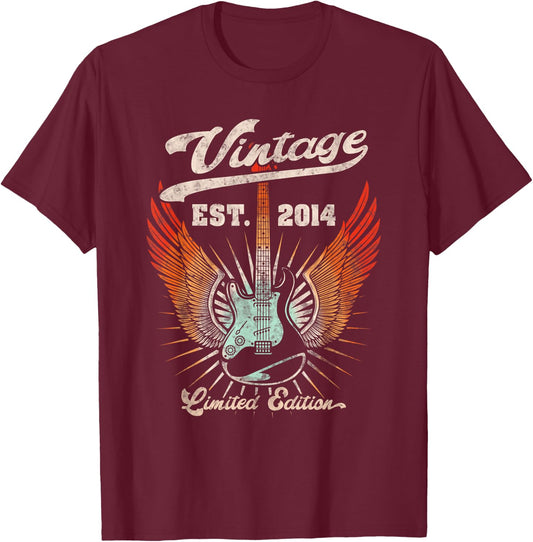 Vintage 2014 Limited Edition Musician Guitar Lovers Birthday T-Shirt - T-Shirt | Maroon