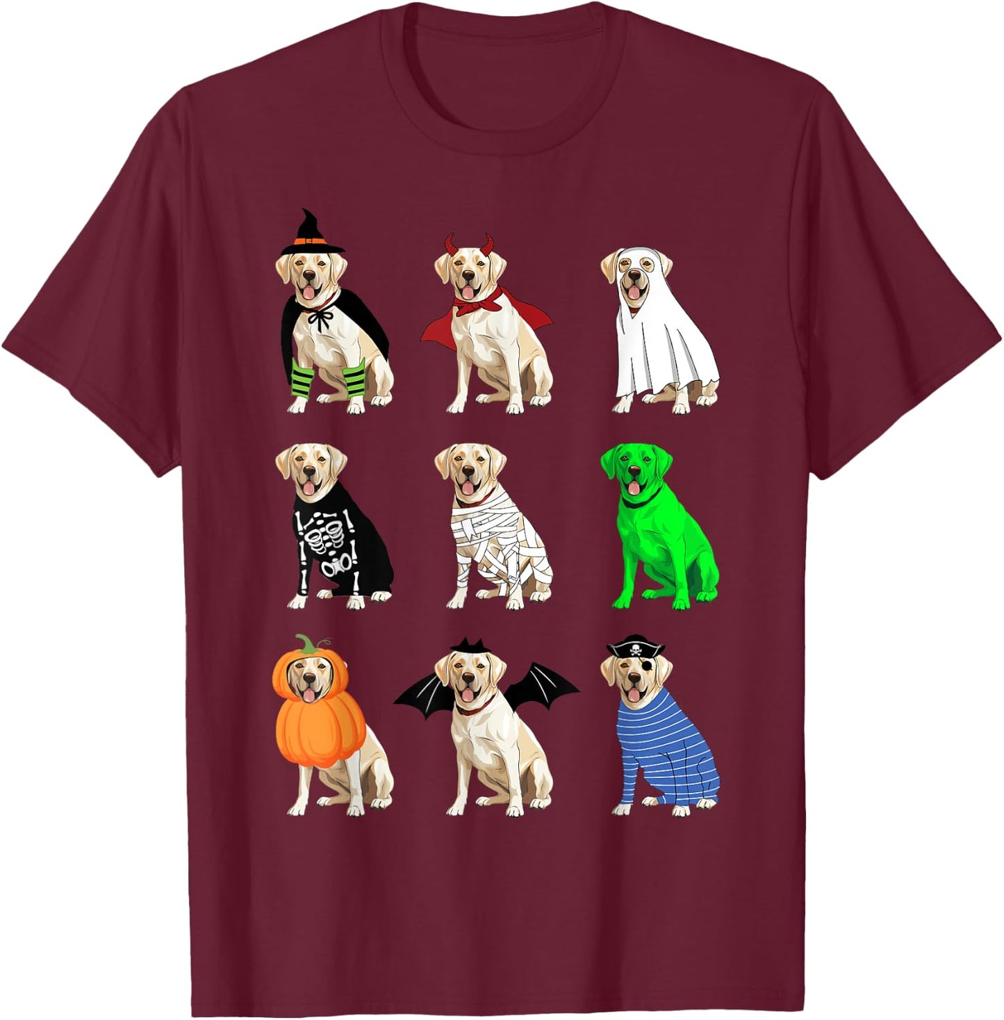 White Labrador Retriever Halloween Funny Ghost Monster T-Shirt - T-Shirt | Maroon