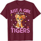 Just A Girl Who Loves Tigers Girls T-Shirt - T-Shirt | Maroon