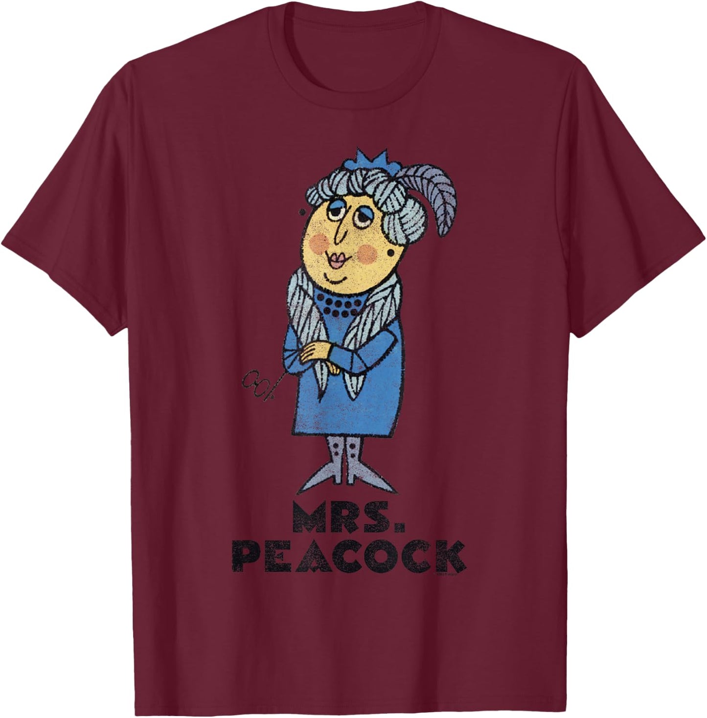 Clue Retro Mrs. Peacock Portrait T-Shirt - T-Shirt | Maroon