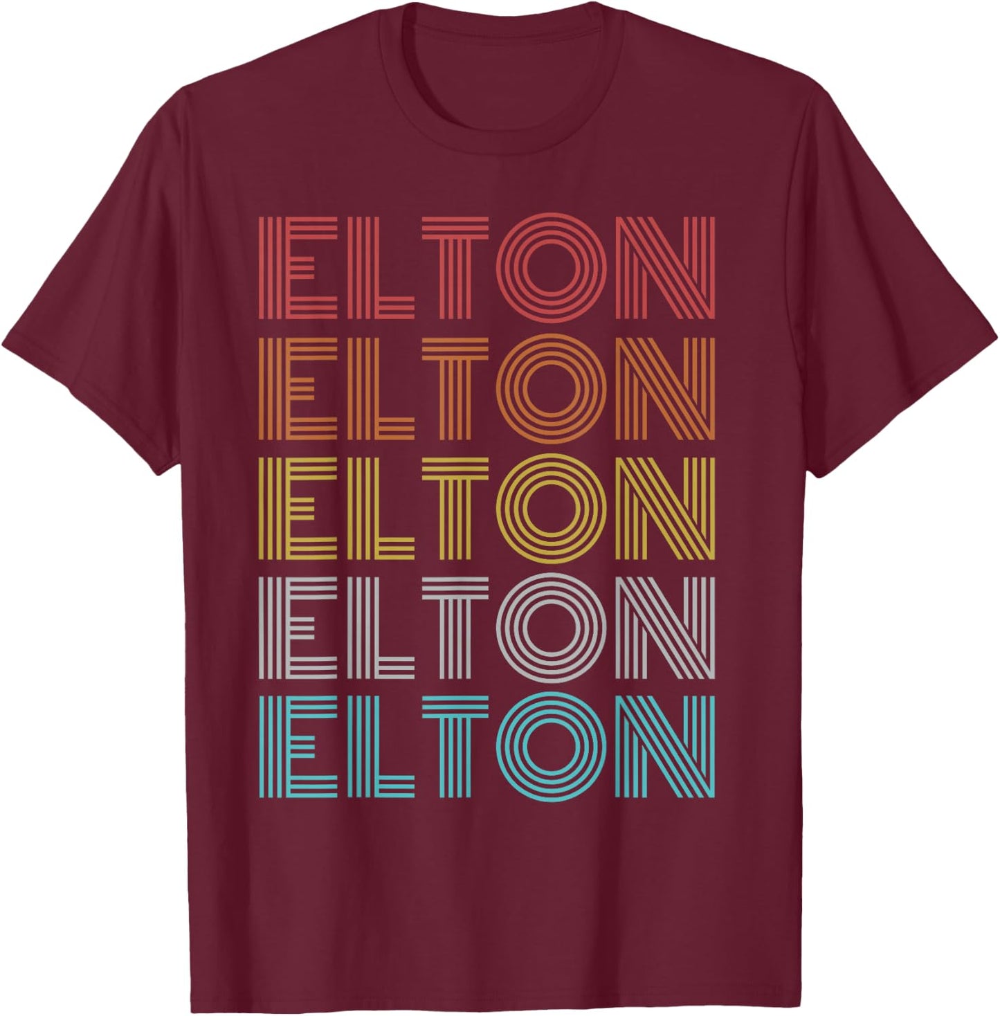 Elton Shirt Vintage Retro Apparel Retro Vintage Elton , Black T-Shirt - T-Shirt | Maroon