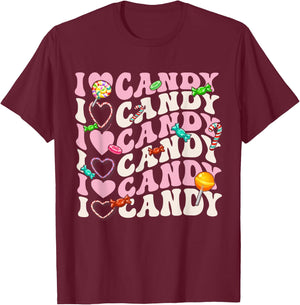 I Love Candy Halloween Party Cute Trick or Treat Candyland T-Shirt - T-Shirt | Maroon
