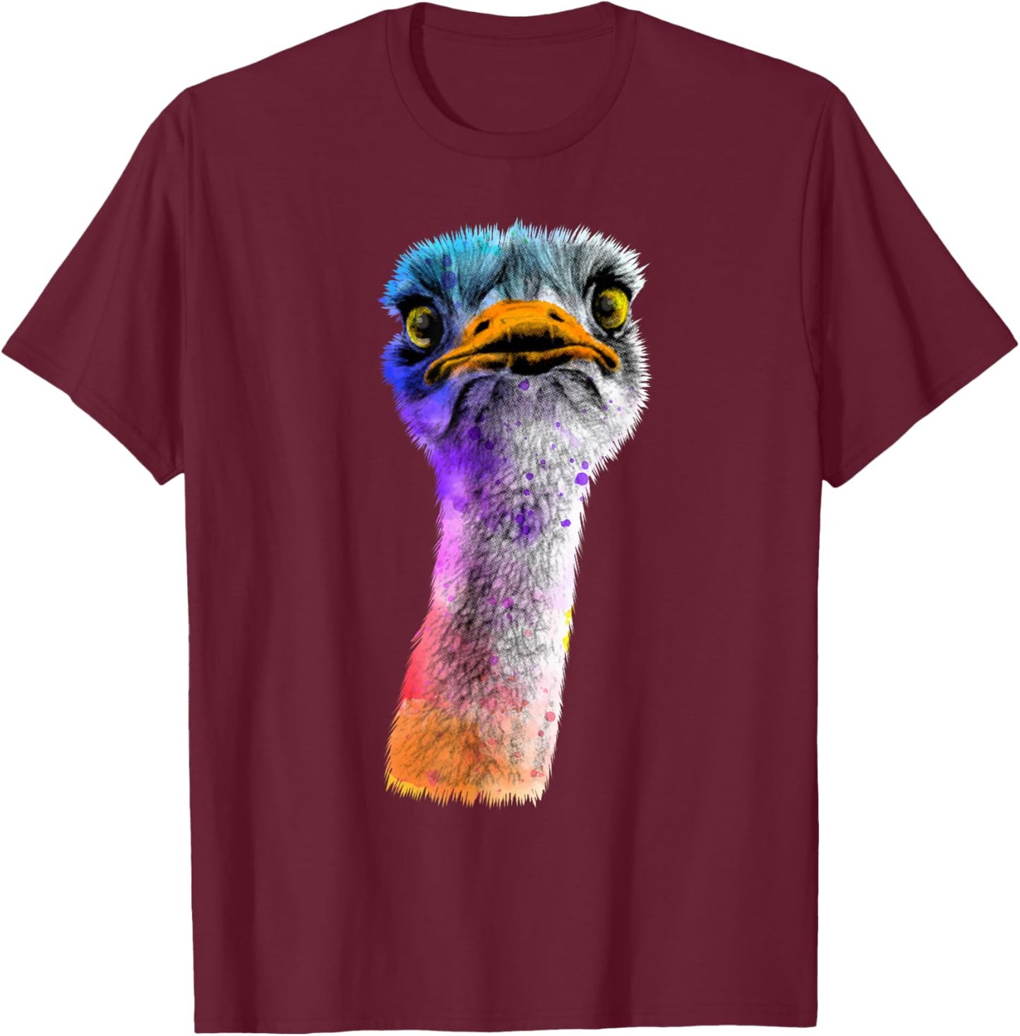 Funny Ostrich Face Design Men Women Boys Girls Ostrich Lover T-Shirt - T-Shirt | Maroon