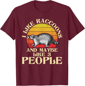 I Like Raccoons And Maybe Like 3 People - Retro Raccoon T-Shirt - T-Shirt | Maroon