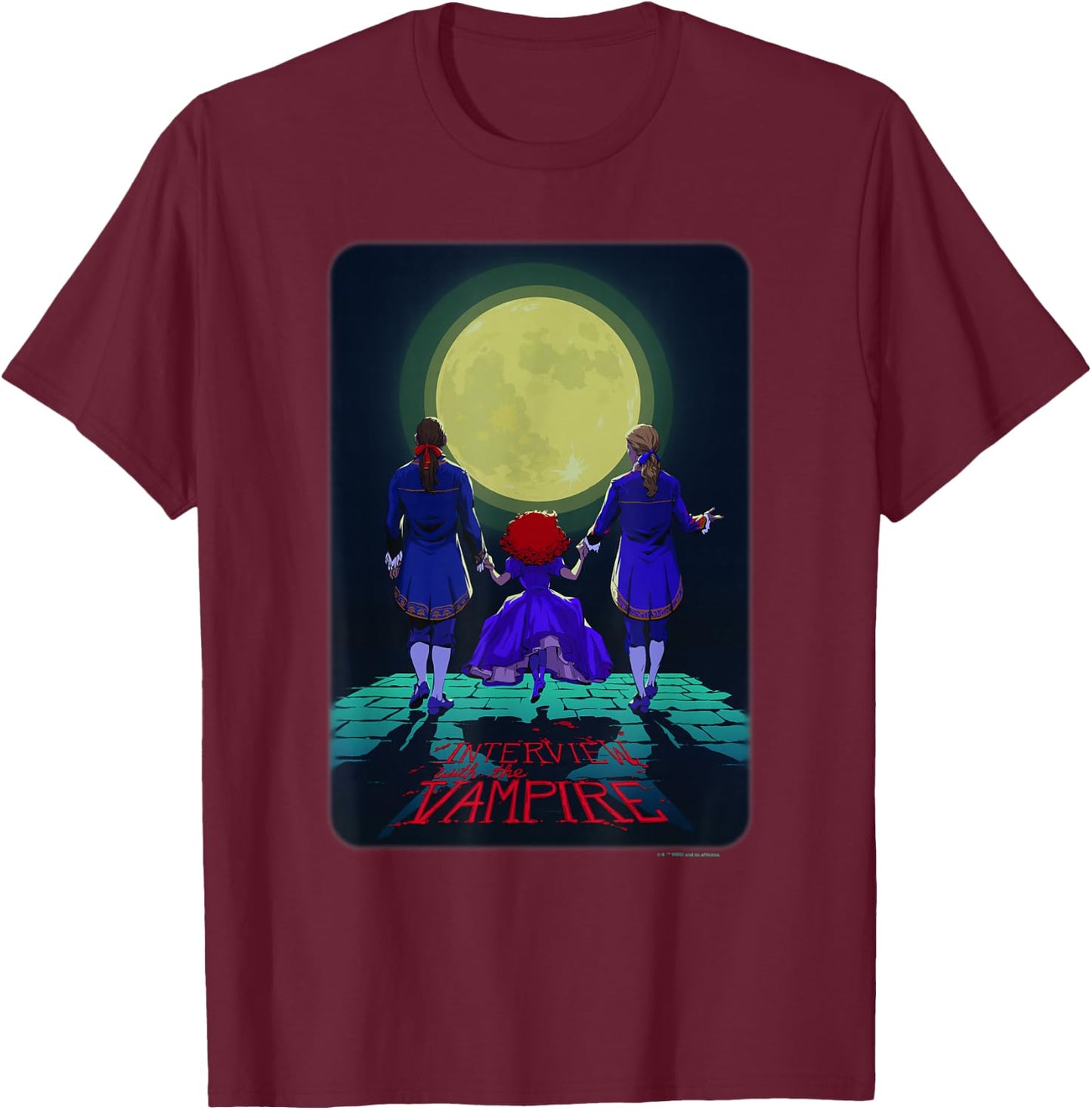 WB100 Interview with The Vampire Louis, Lestat, & Claudia T-Shirt - T-Shirt | Maroon