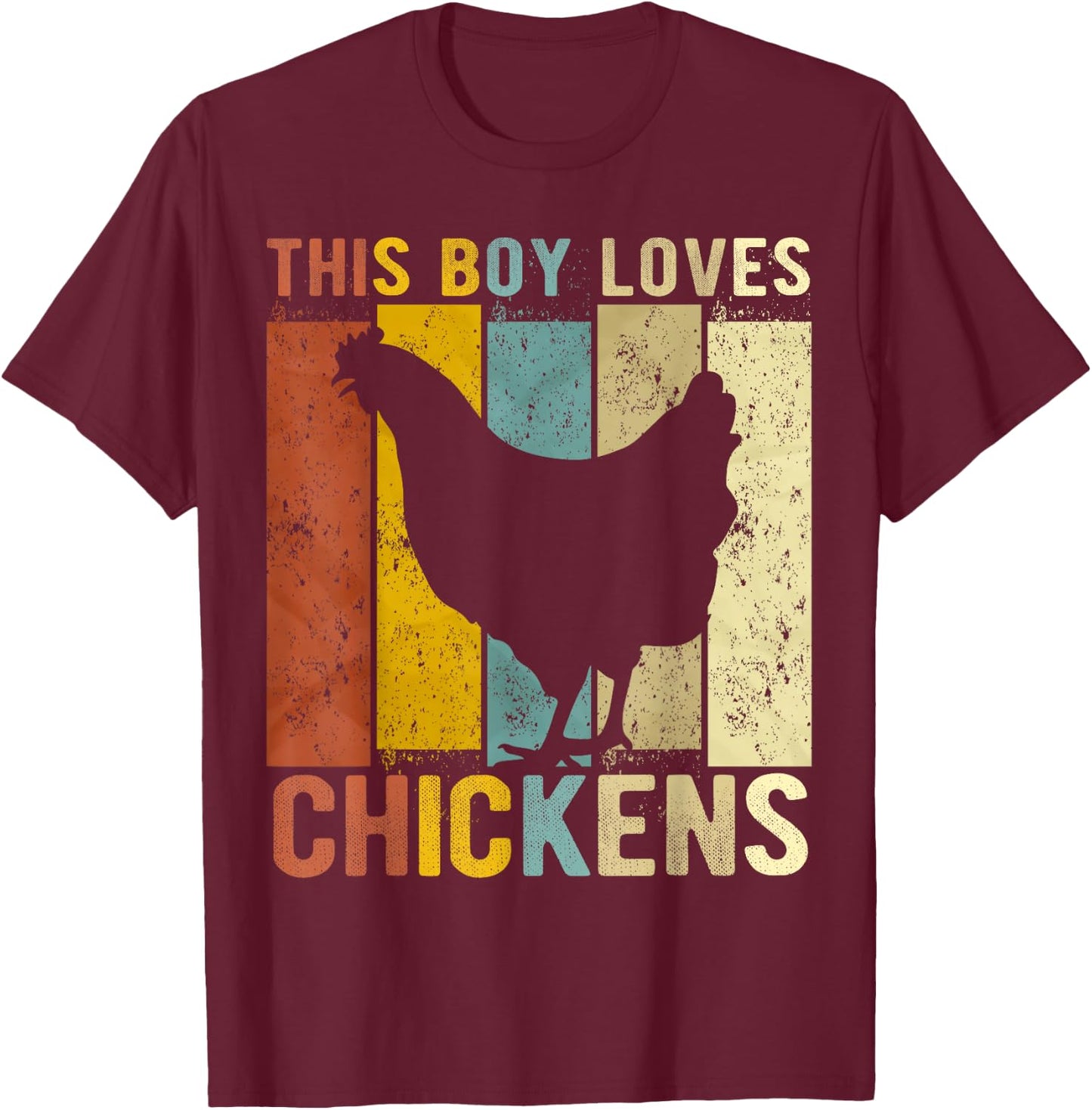 This Boy Loves Chickens Boys Chicken T-Shirt - T-Shirt | Maroon