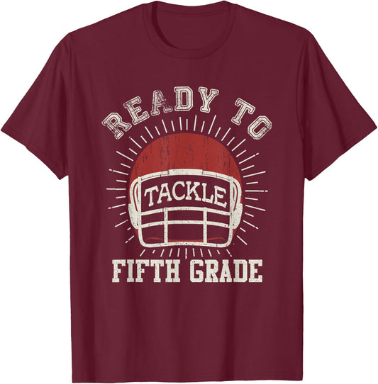 Ready To Tackle 5th Grade Back To School Football T-Shirt - T-Shirt | Maroon