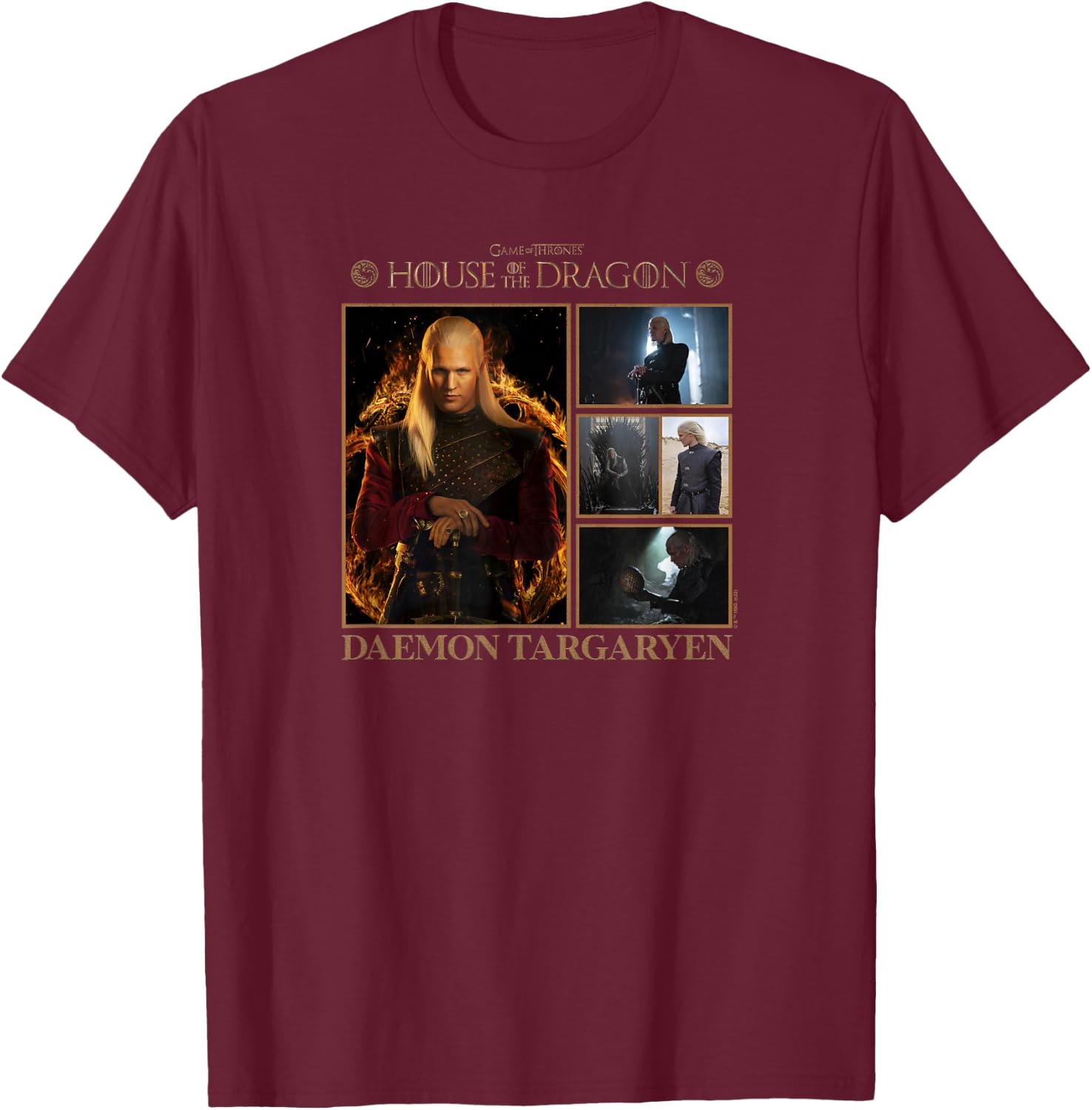 House of the Dragon Daemon Targaryen Photo Box Up Poster T-Shirt - T-Shirt | Maroon