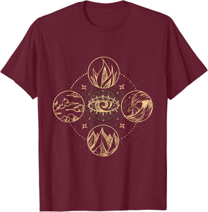 Four natural elements wind, fire, water and earth T-Shirt - T-Shirt | Maroon