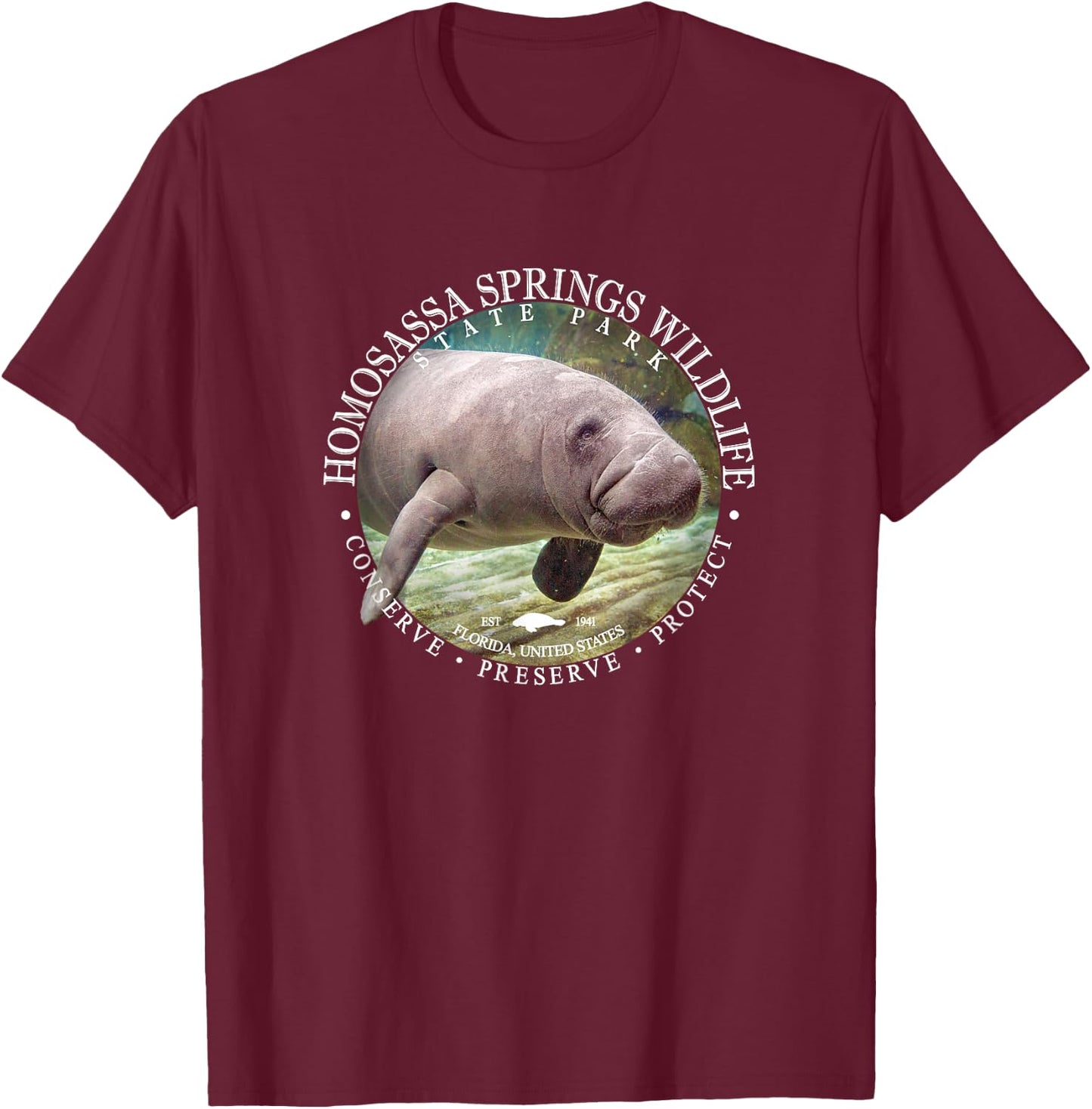 Homosassa Springs Wildlife State Park Manatee Sea Cow T-Shirt - T-Shirt | Maroon