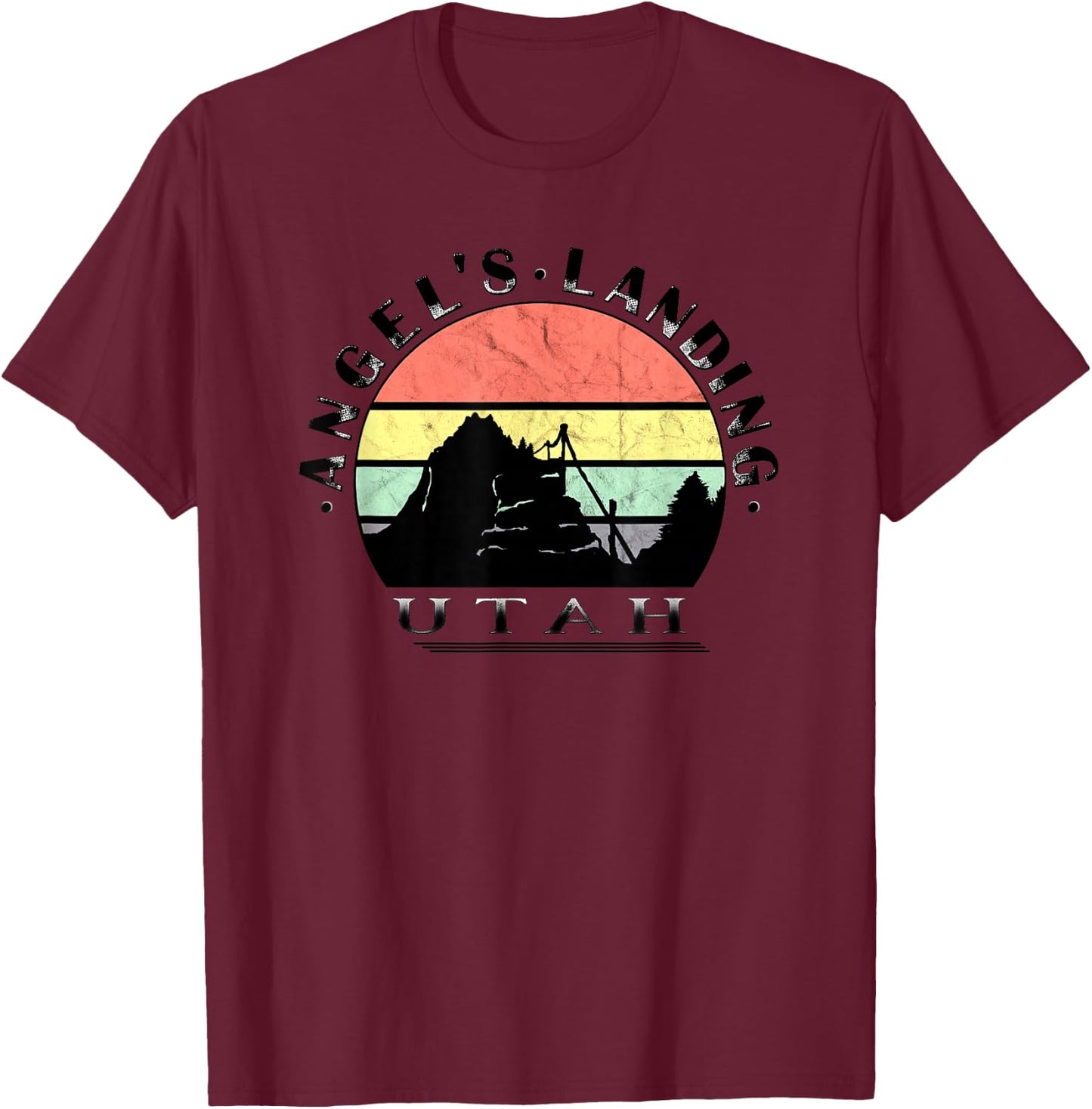 Angels Landing Retro Vintage Sunset T-Shirt - T-Shirt | Maroon
