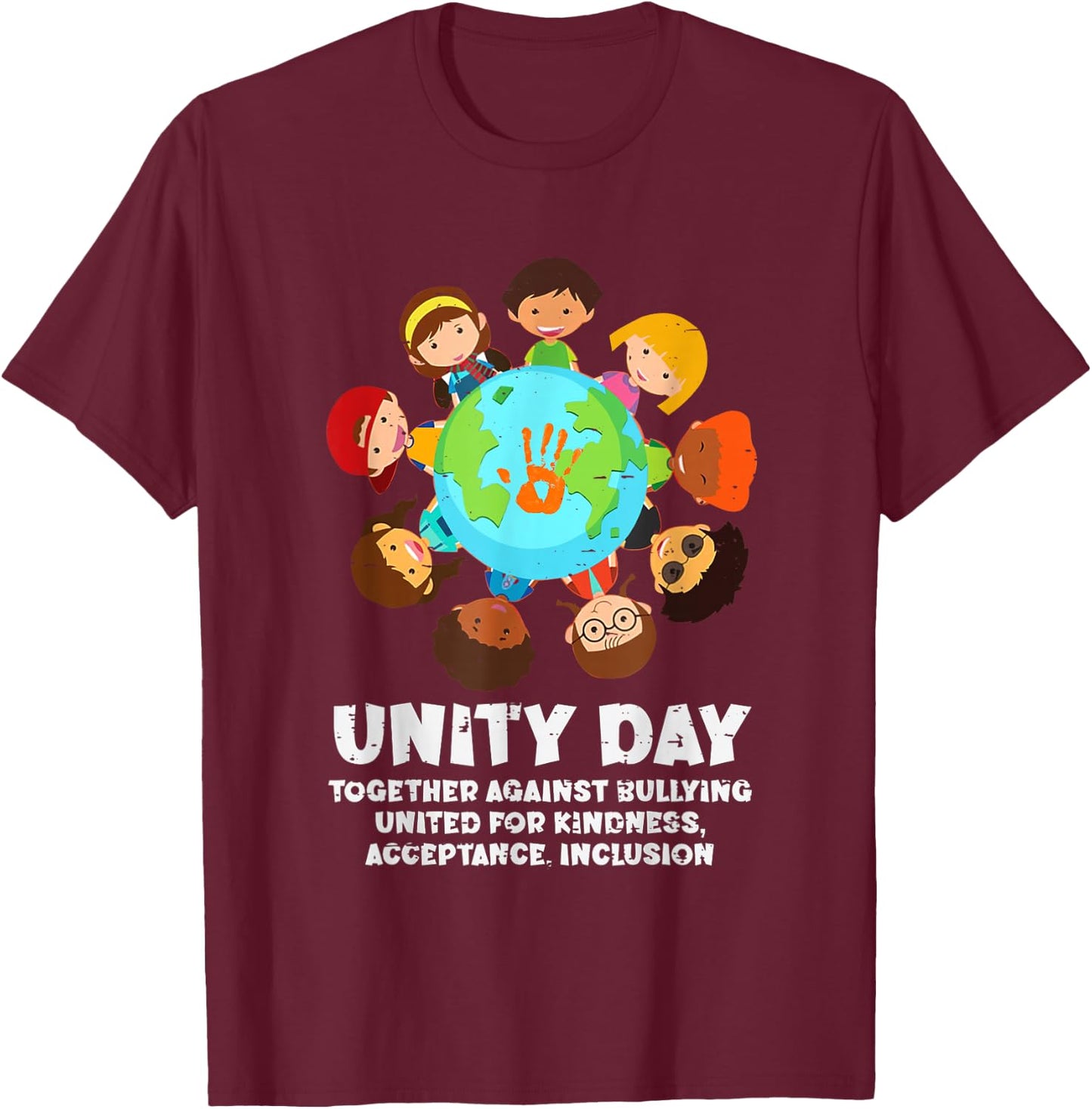 Together Against Bullying Orange Anti Bullying Unity Day Kid T-Shirt - T-Shirt | Maroon