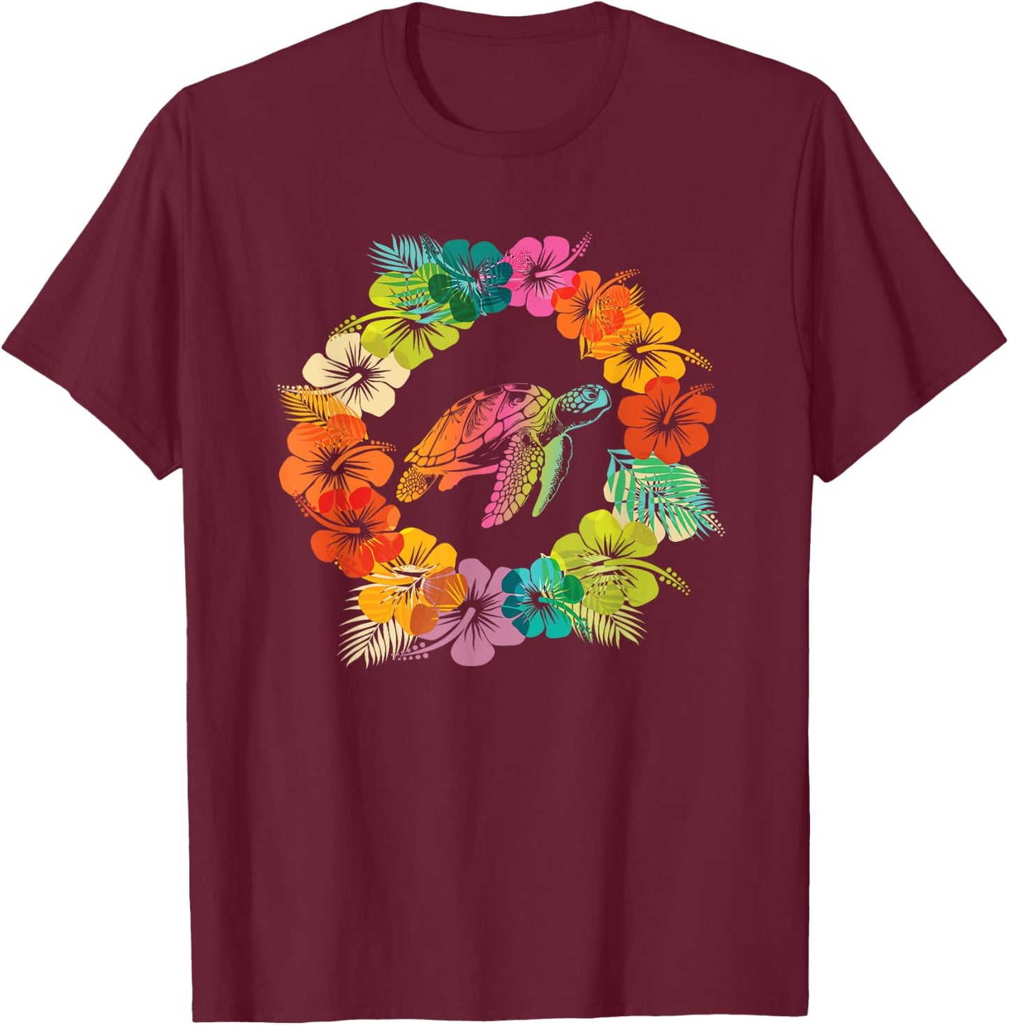 Hawaiian Sea Turtle Lover Ocean Hawaii Sea Animal Tropical T-Shirt - T-Shirt | Maroon