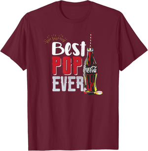 Coca-Cola Father's Day Best Pop Ever Coke Bottle and Straw T-Shirt - T-Shirt | Maroon