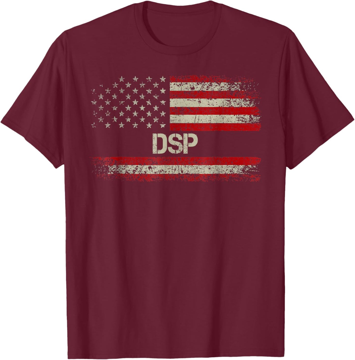 DSP - Vintage American Flag US Patriotic DSP Men T-Shirt - T-Shirt | Maroon