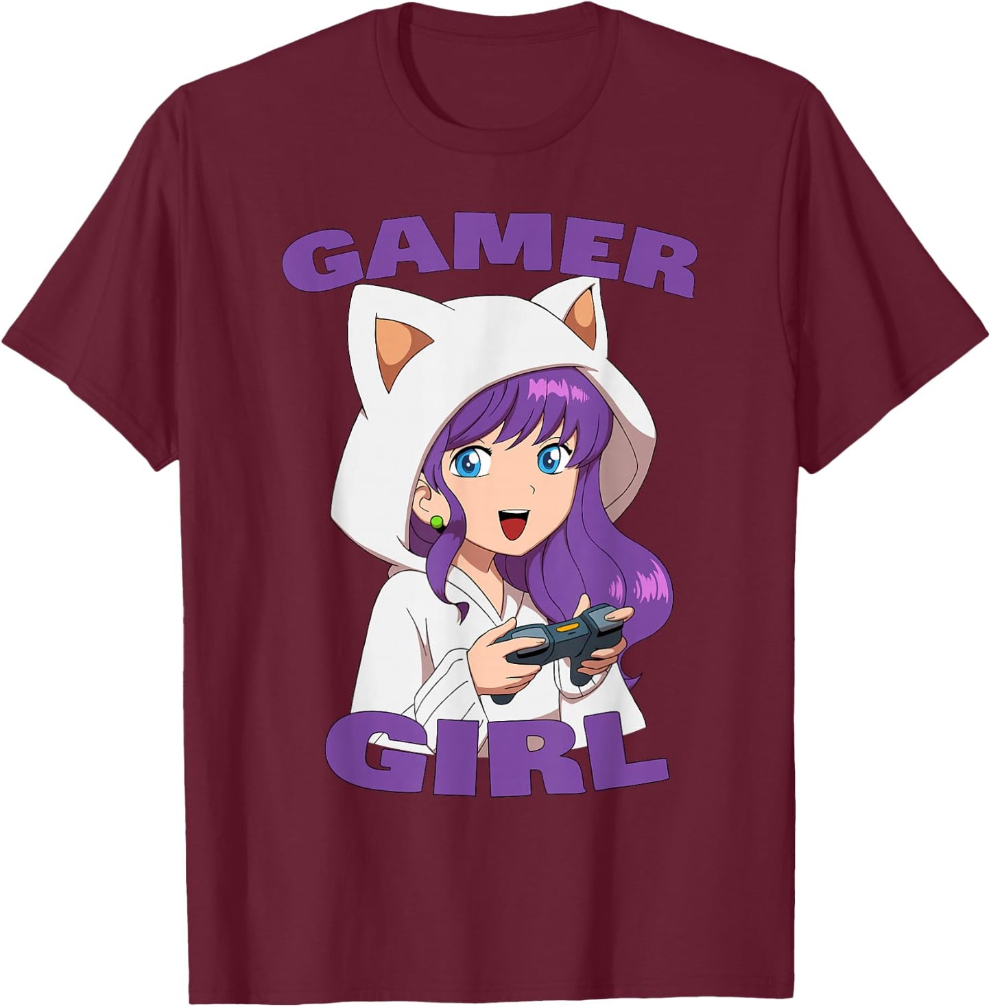 Pretees Gamer Girl Video Games Gaming T-Shirt - T-Shirt | Maroon