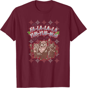 Star Wars Christmas Ewoks Fa La La Holiday Sweater T-Shirt - T-Shirt | Maroon