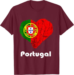 Portugal Flag Heart Portuguese Roots Portugal Portugal T-Shirt - T-Shirt | Maroon