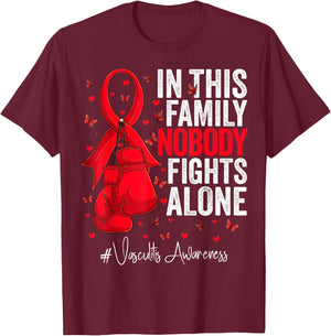 Red Ribbon Survivor Fighter Vasculitis Awareness T-Shirt - T-Shirt | Maroon