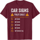 Funny Car Warning Signs Cheatsheet Warning Lights Mechanic T-Shirt - T-Shirt | Maroon