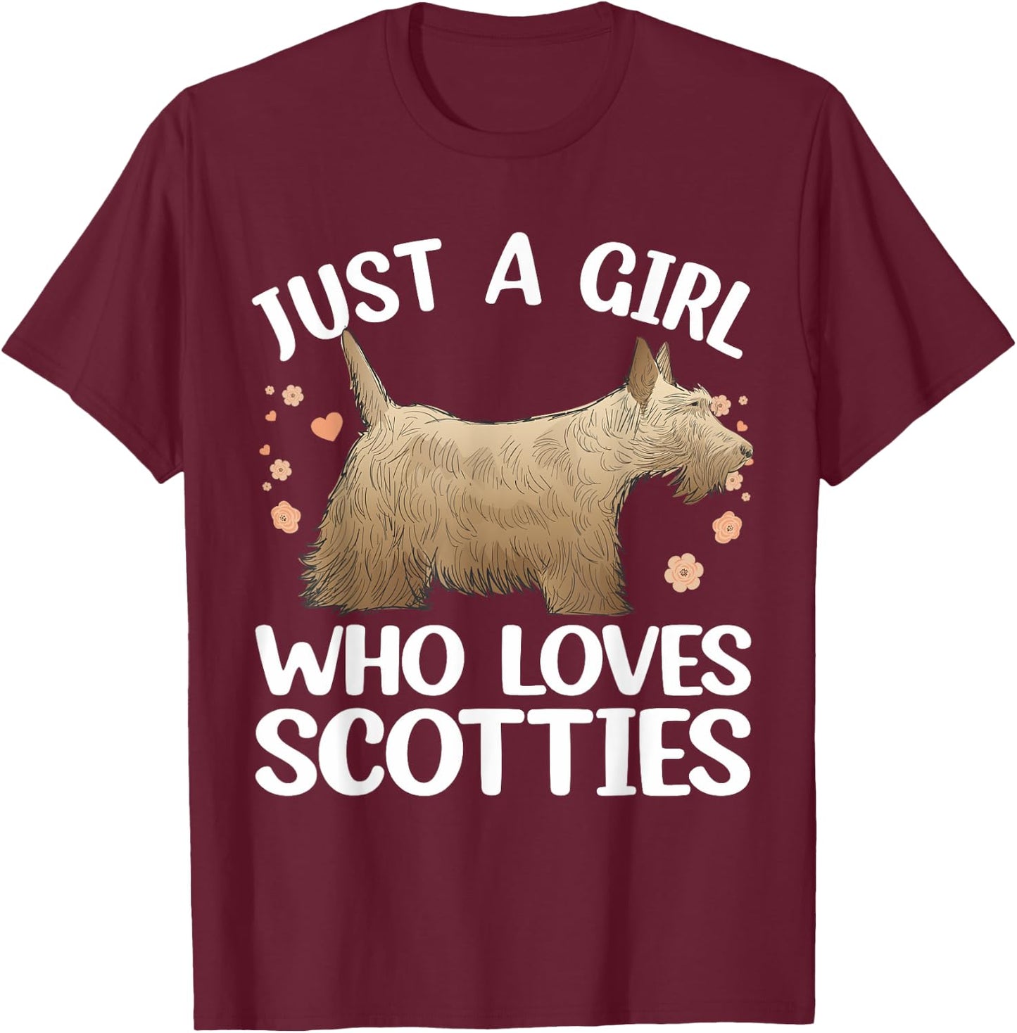 Funny Scottish Terrier Art For Girls Women Scottie Dog Lover T-Shirt - T-Shirt | Maroon