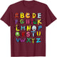 ABC Cute Monster Alphabet Halloween Teacher Costume Kids T-Shirt - T-Shirt | Maroon