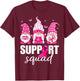 Breast Cancer Awareness Shirt Gnomes Support Squad T-Shirt - T-Shirt | Maroon