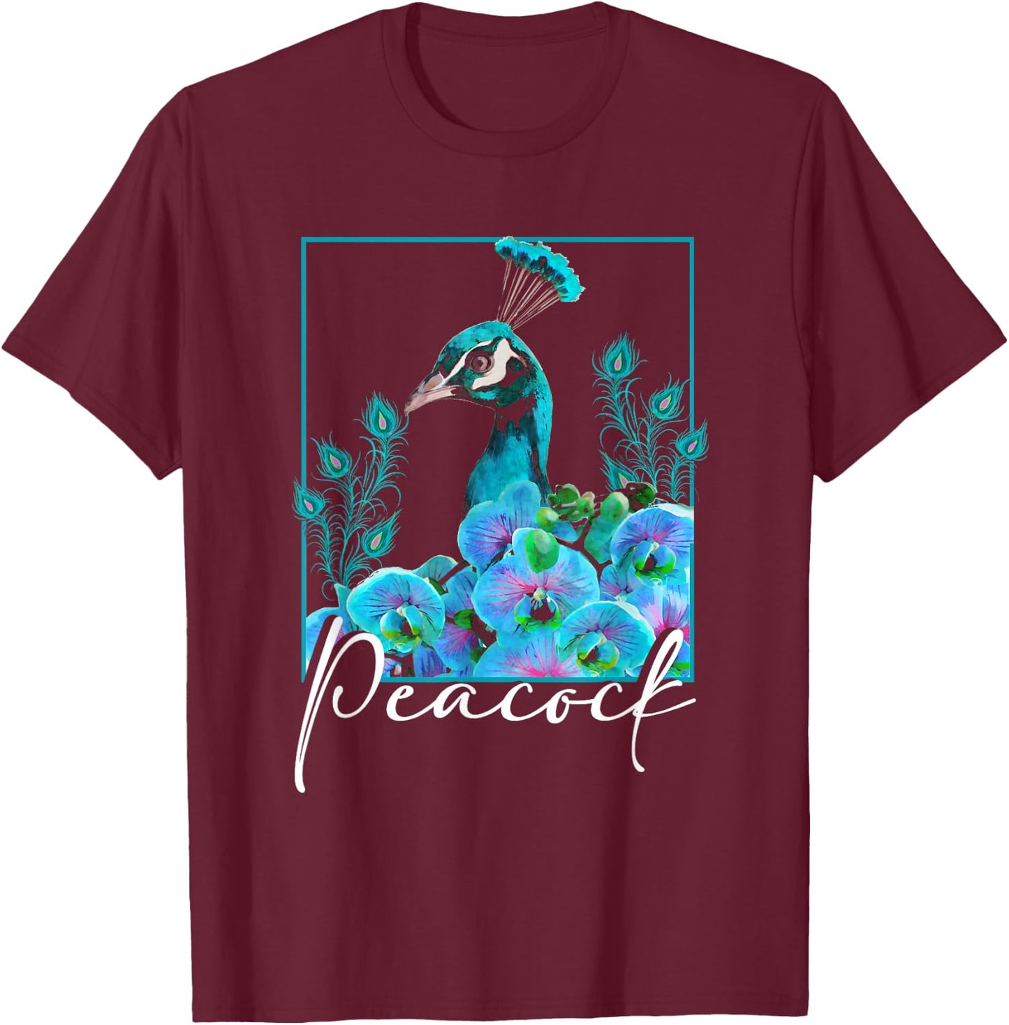 Beautiful Peacock | Bird Lover | Peacock Feathers T-Shirt - T-Shirt | Maroon