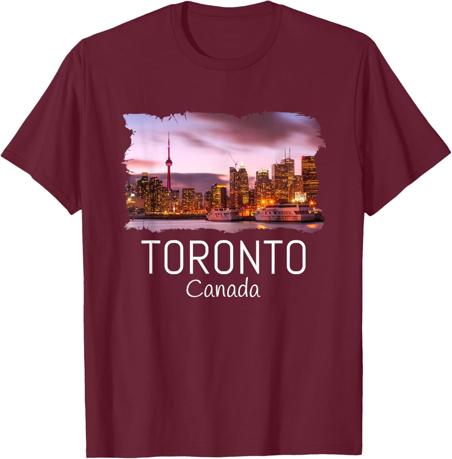 Toronto Skyline CN Tower Travel Souvenir Gift Toronto Canada T-Shirt - T-Shirt | Maroon