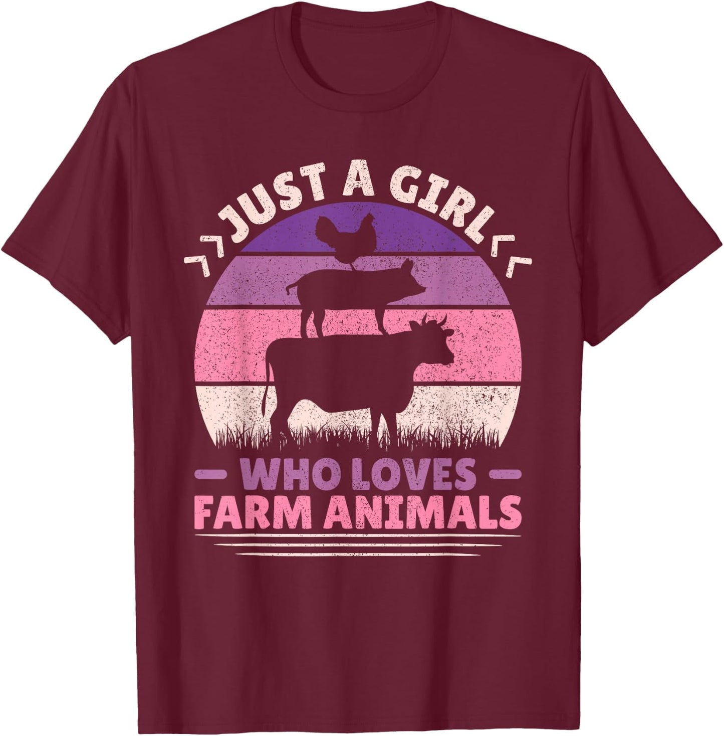 Just A Girl Who Loves Farm Animals Lover Women Farmer Girl T-Shirt - T-Shirt | Maroon