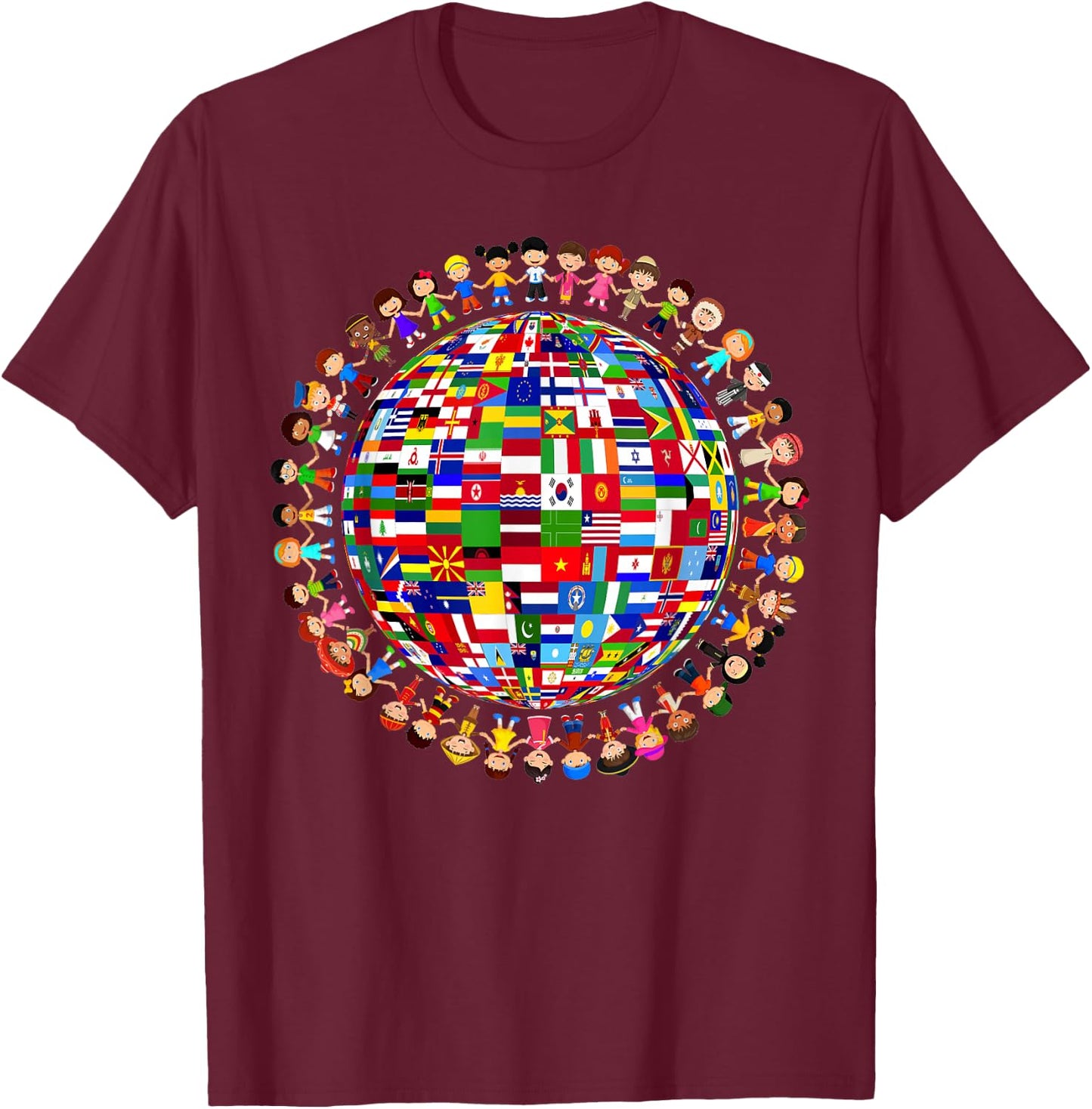 National Flags Circle World Peace International Day Of Peace T-Shirt - T-Shirt | Maroon