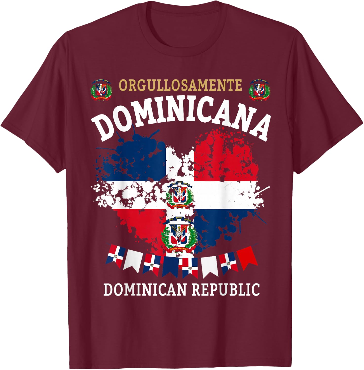 Republica Dominicana & Hispanic Dominican Flag T-Shirt - T-Shirt | Maroon